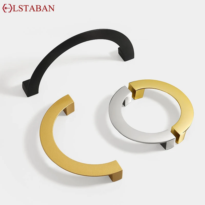 북유럽 알루미늄 합금 캐비닛 손잡이 반원형 주방 캐비닛 손잡이 가구 옷장 원형 손잡이 하드웨어 슬라이드 당김 손잡이