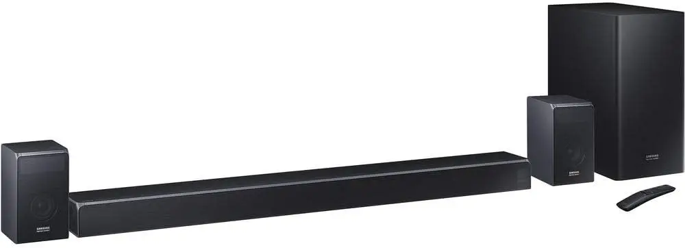 Top DEAL 7.1.4 HW-Q90R Soundbar dengan Subwoofer nirkabel dan Kit Speaker belakang, suara adaptif, Mode Game, 4K lewat