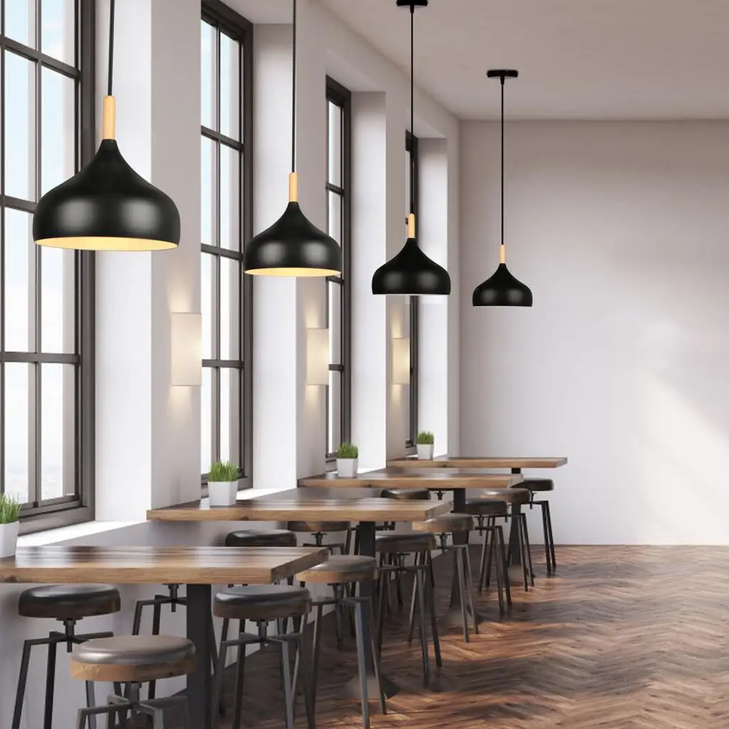 Lampe Suspendue en Bois et Aluminium au Design Nordique Moderne, Luminaire Décoratif d\'Nik, Idéal pour un Restaurant