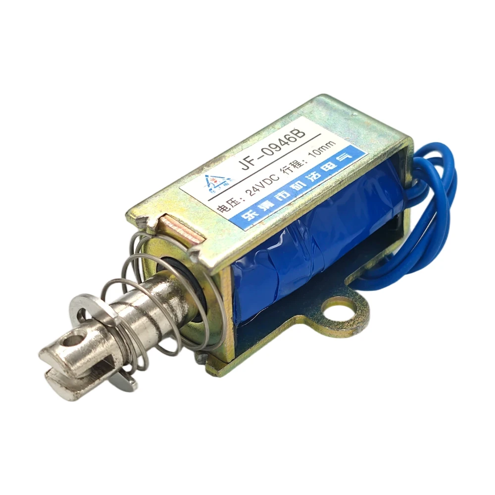 JF-0946B DC Push-Pull Frame Solenoid Electromagnet 24V 10mm Stroke