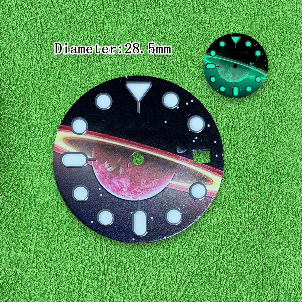 S Logo Dial 28.5mm Starry Sky NH35 Dial Black dial Suitable for NH36/7S Movement Green Luminous Watch Modification Accessories