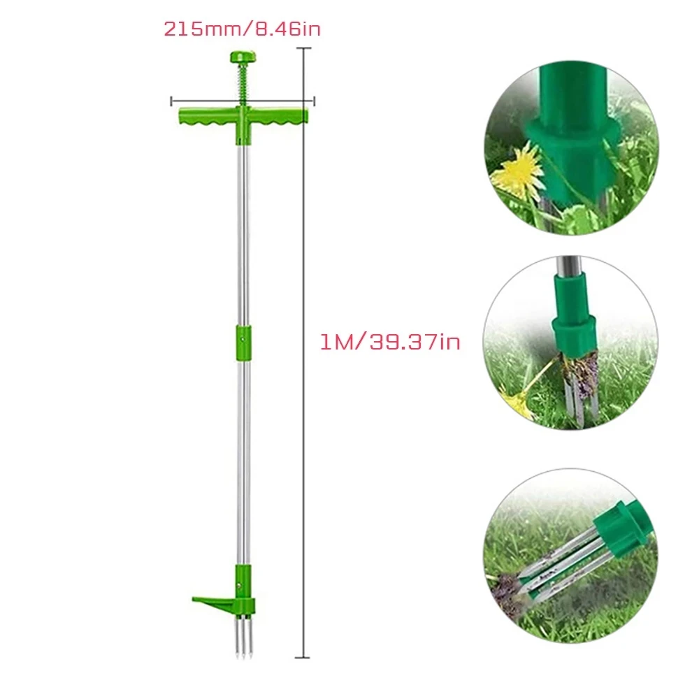 Root Remover Outdoor Weeder Portable Manual Garden Lawn Long Handled Aluminum Stand Up Weed Puller Lightweight with Foot Pedal