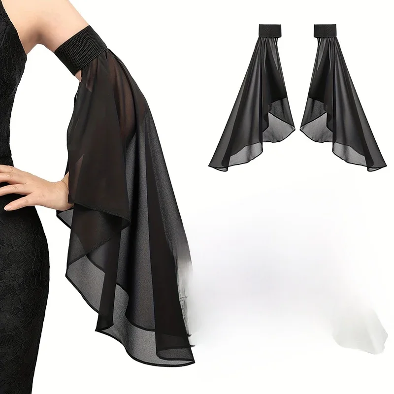1 paire de manchettes en Tulle pour femmes, élégantes, détachables, manches longues, protection solaire, pour mariage, usage quotidien, accessoires décoratifs élégants