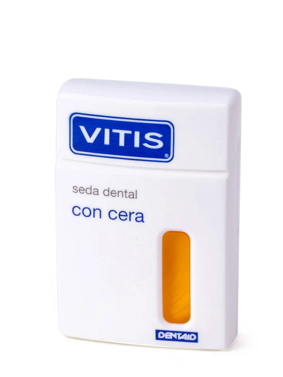 Dental floss Vitis with wax 50 m-dental floss with wax for interdental spaces.