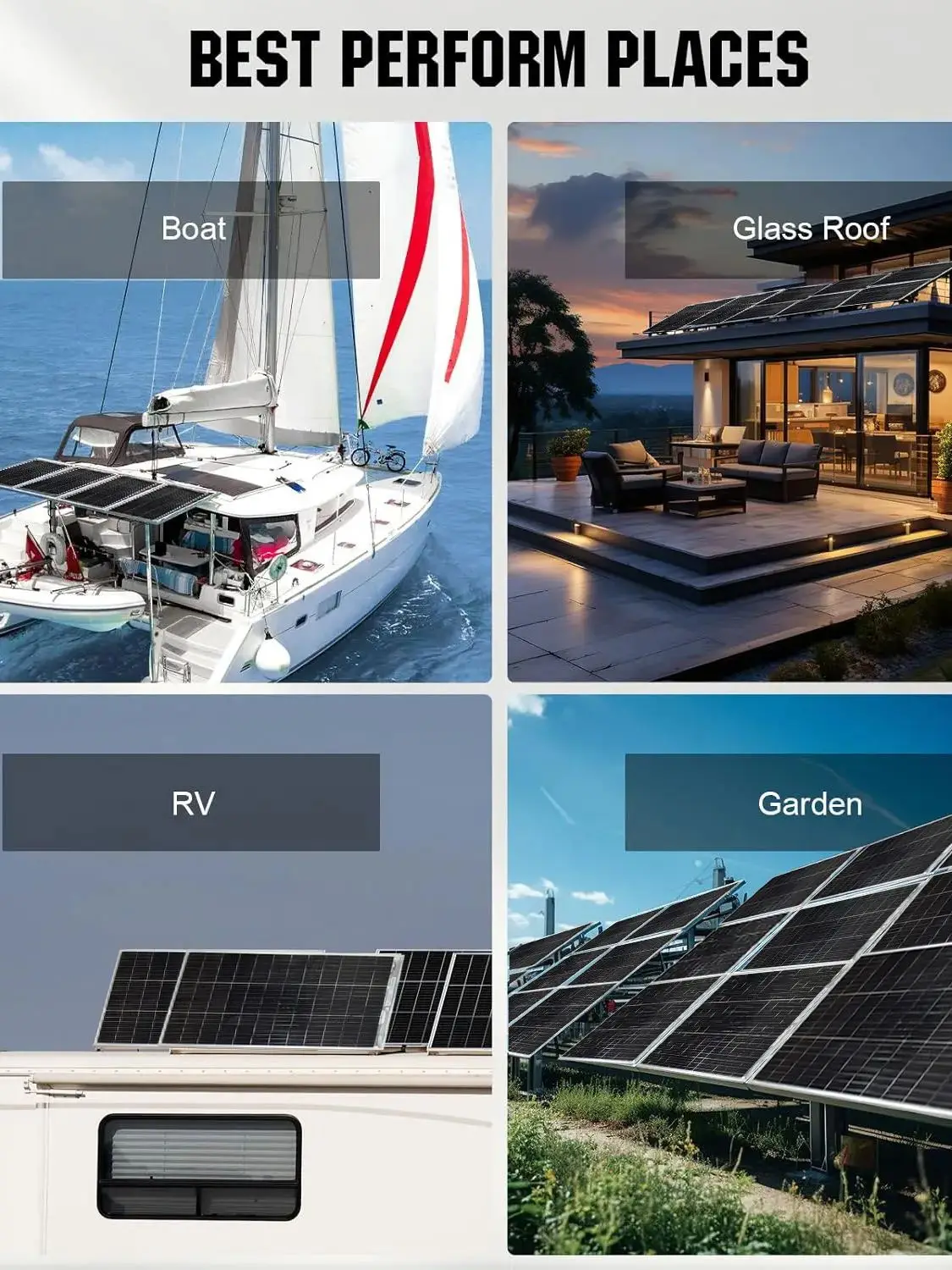 Hocheffiziente 18V Starre Solarmodule 120W Bifaziales Transparentes Solarmodul, Wasserdichtes Langlebiges Solarmodul für Balkon, Outdoor