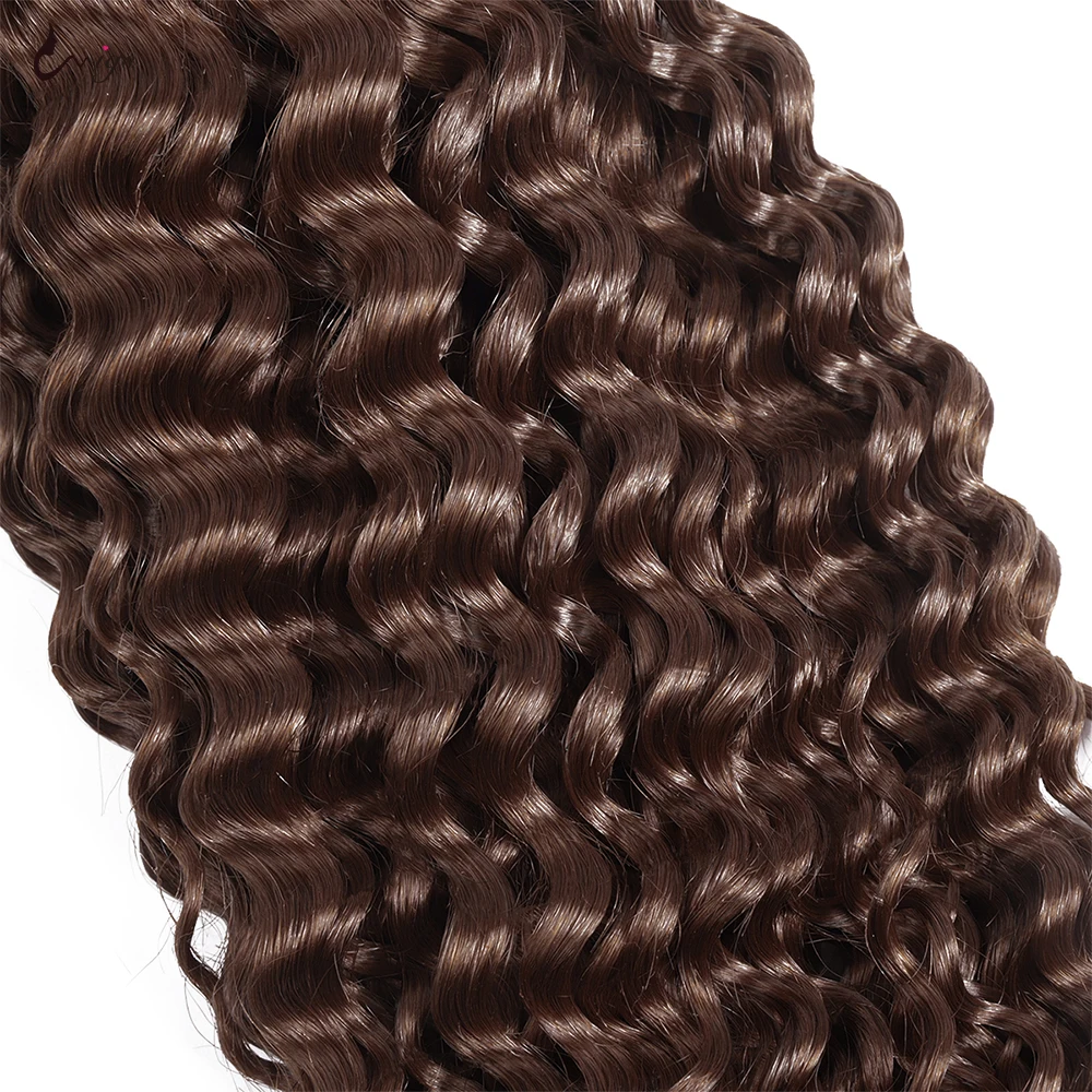 Uwigs Braiding Hair 4# Chocolate Brown Bulk For Braiding Brazilian Deep Wave No Weft Human Hair Colored Remy Hair Extensions