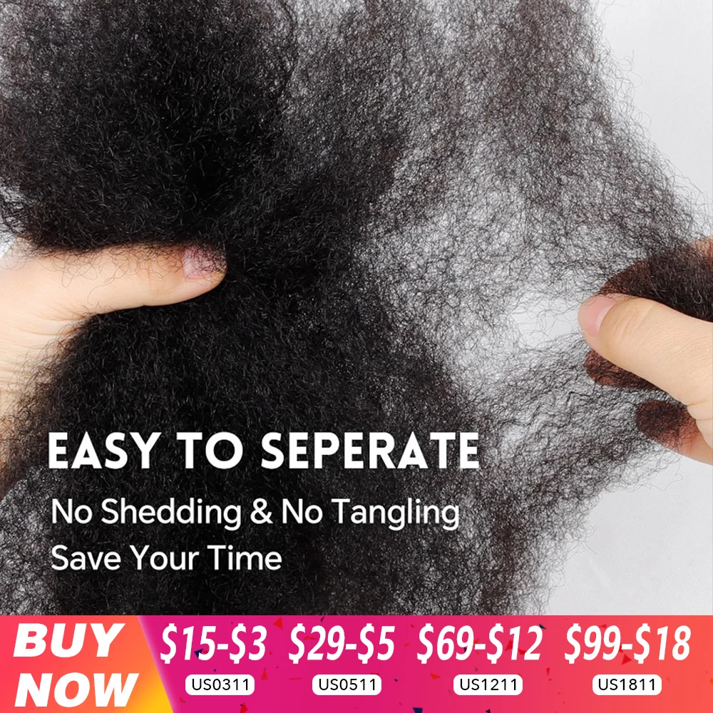 Афро-кудрявые человеческие волосы для плетения