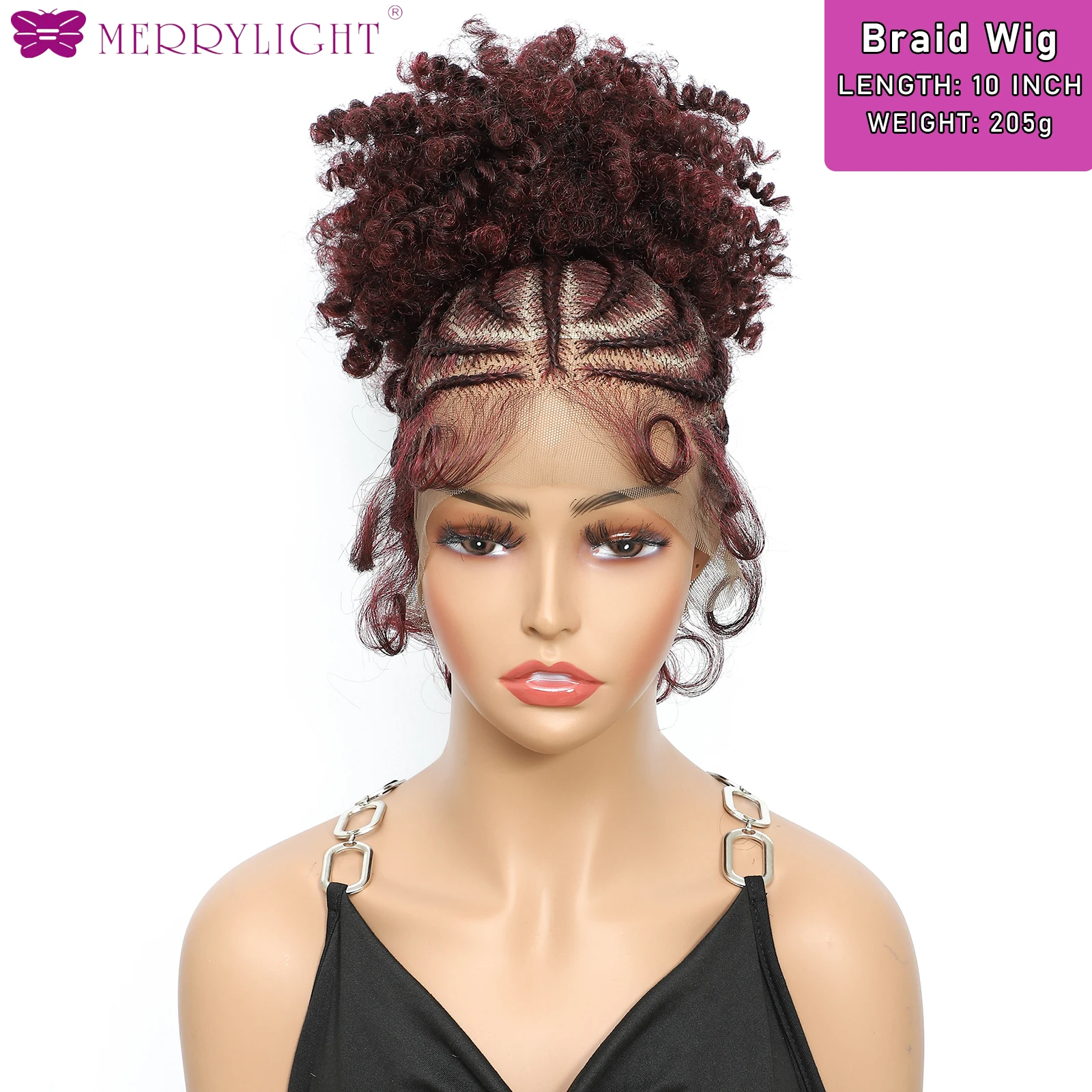 Cornrow Braided Wigs Synthetic Full Lace Braids Wig with Baby Hair Short Afro Curly Knotless Braided Lace Wig for Black Women
