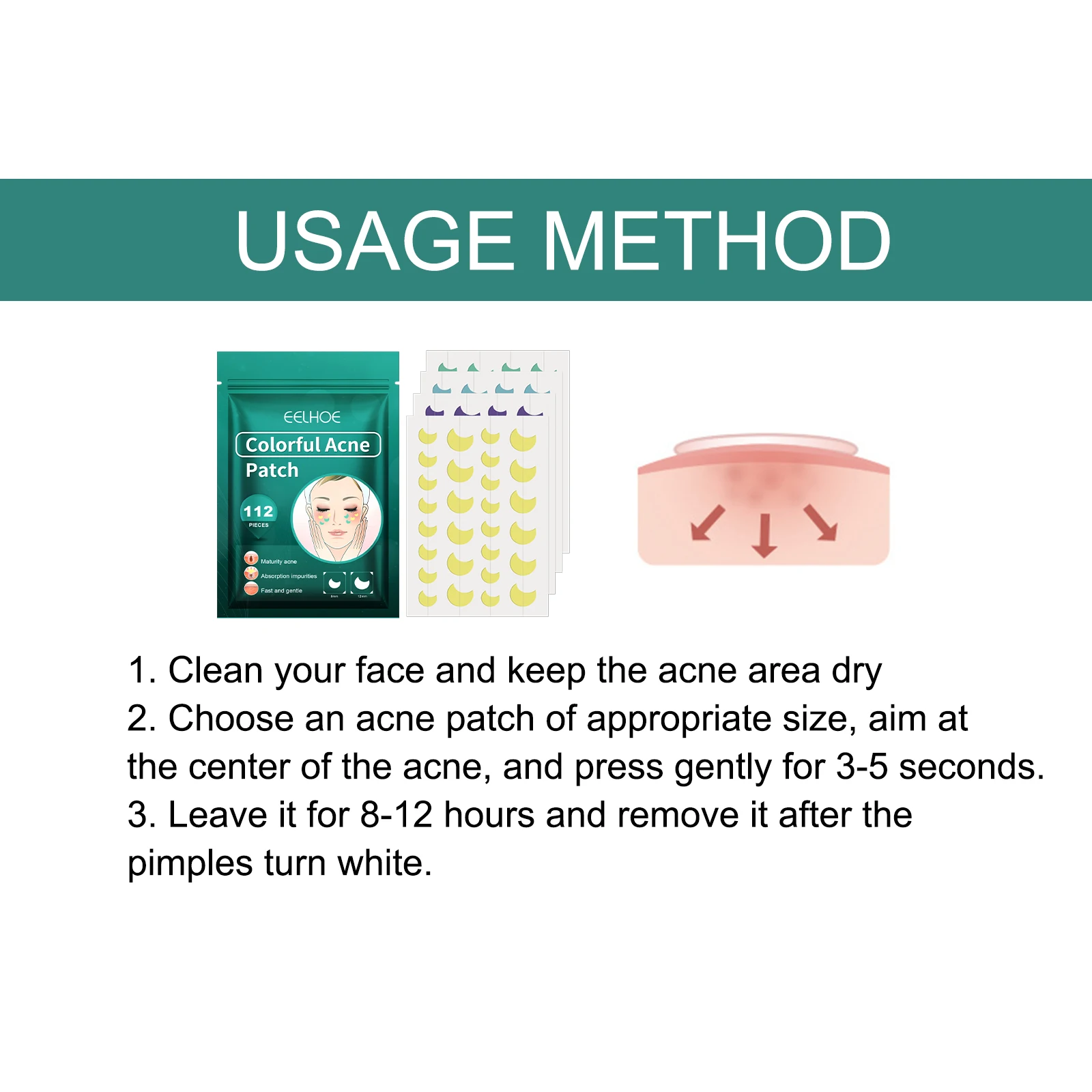 EELHOE Colorful Acne Patch Cleaning Face Pore Acne Treatment Invisible Pimple Cover Blemishes Oil Control Cover  Cute Acne Patch