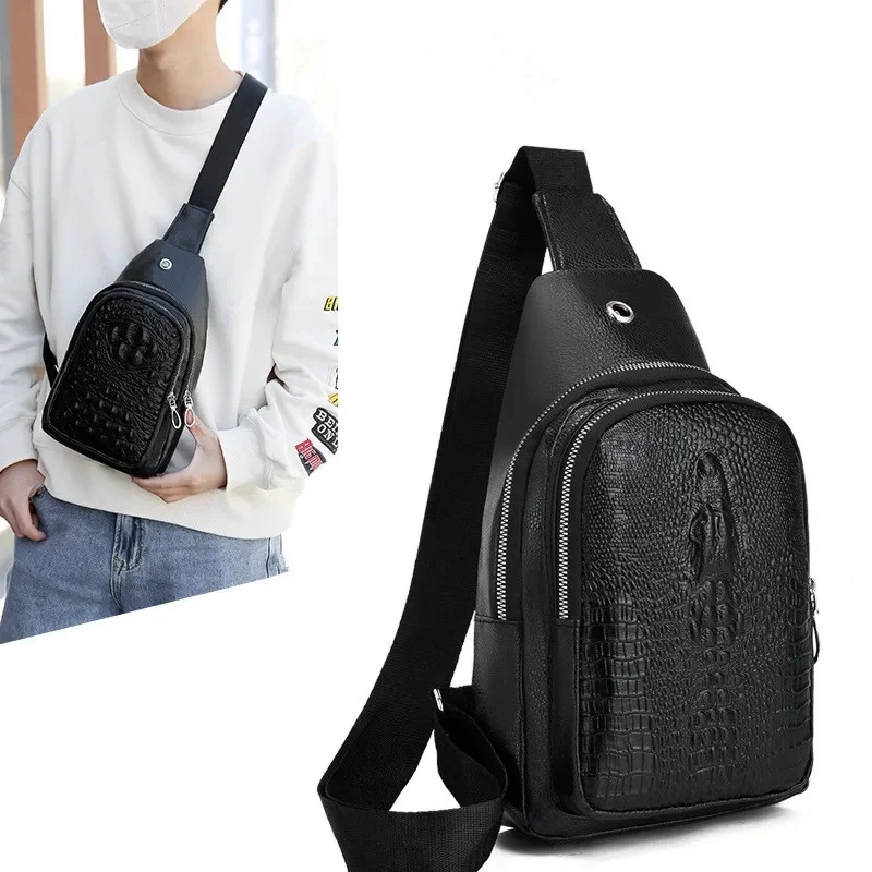 Na co dzień sportowa torba Crossbody, torebka, torba na telefon, miękka torba na klatkę piersiowa ze skóry PU dla mężczyzn, biały kołnierzyk, praca, biznes, na zewnątrz, podróże — zdjęcie 2