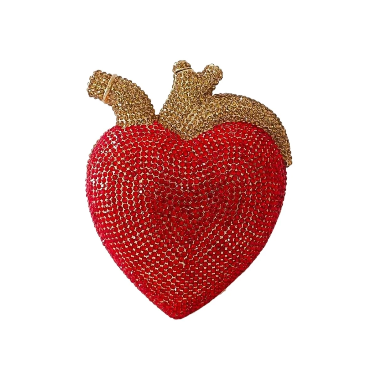 3D Anatomical Heart Women Clutch Bag Crystal Diamond Purse Rhinestone Gothic Handbag for Cocktail Prom Party view 2