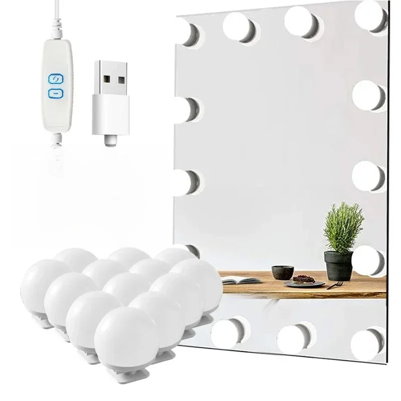 Ampoules LED détachables pour miroir de maquillage professionnel, alimentation USB, lumière pour miroir cosmétique, coiffeuse Hollywood, lumières de vanité