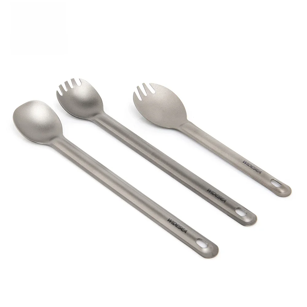 Widesea Camping Titanium Spork Spoon Outdoor Lekki widelec Zastawa stołowa Przenośny piknik Wędrówki Podróżowanie Ultralekkie naczynia obiadowe — 2