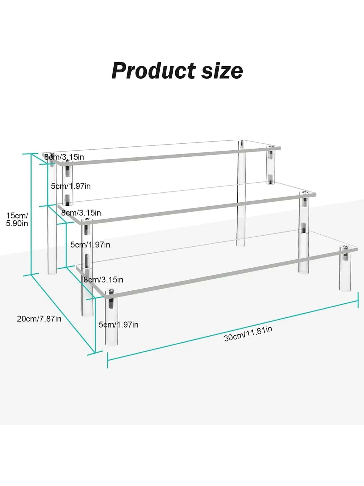 Acrylic Anime Figures & Blind Box Toys Display Risers,Clear Shelf 3 Tier Cupcake Display Stand Steps for Food Desserts Stand Per