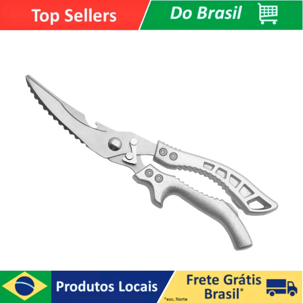 Tesoura Cozinha Aço Inoxidável Profissional para Frango Legumes Carnes Aves Peixe Com Trava De Segurança