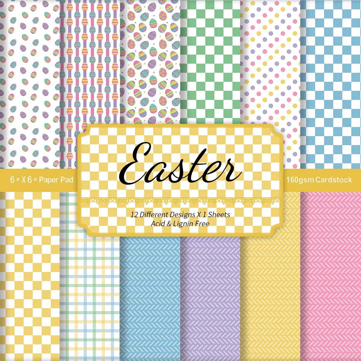 12pcs Easter Scrapbook Paper, Decorative Crafting Paper for DIY Arts,Journaling,Card Making,Gift Wrapping,Scrapbooking Supplies