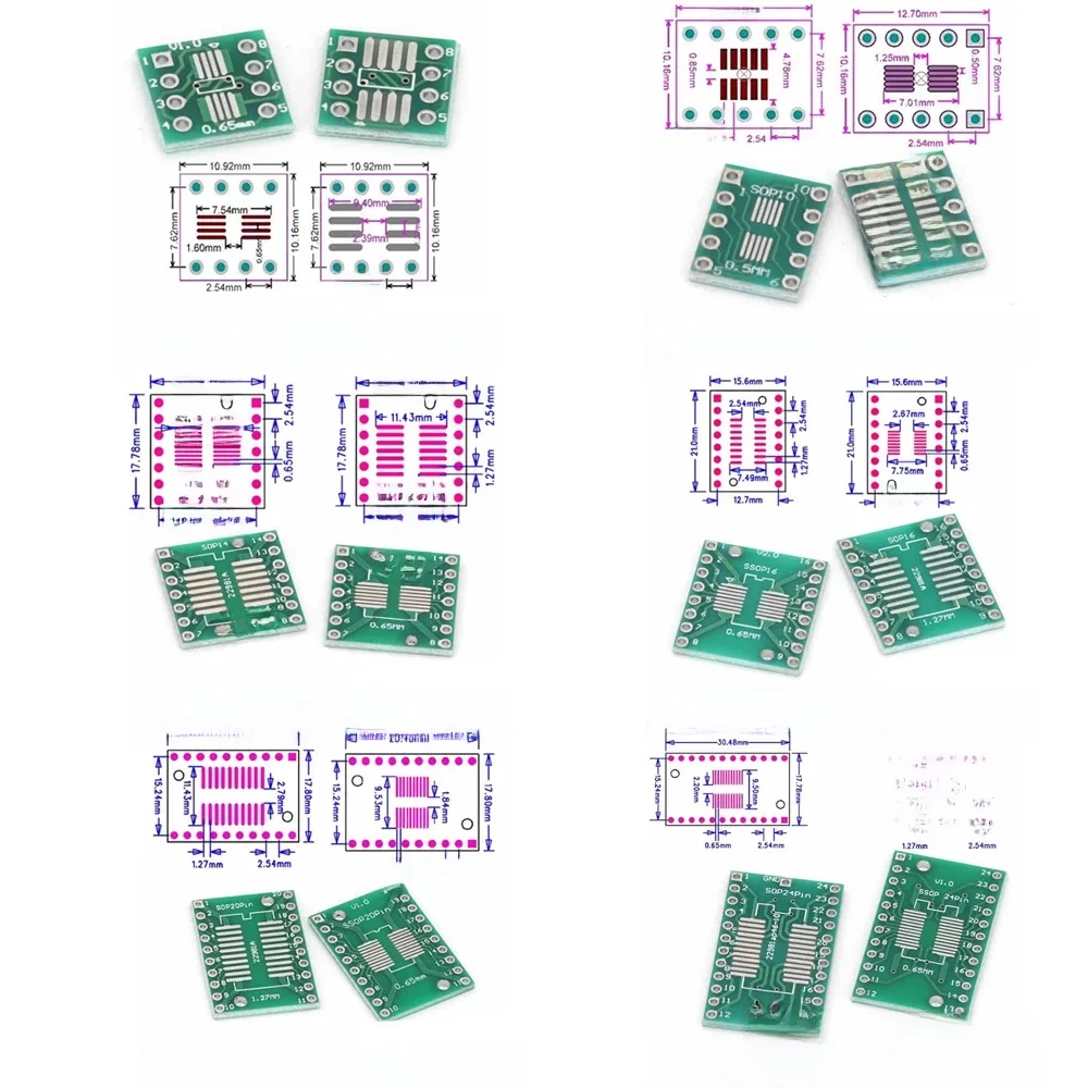10-100PCS Javino PCB Board Kit SMD Turn To DIP Adapter Converter Plate SOP MSOP SSOP TSSOP SOT23 8 10 14 16 20 28 SMT To DIP — zdjęcie 2