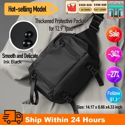 Bolso bandolera masculino impermeable, marca L & M, bolsos de hombro para tableta, paquete de pecho de gran capacidad, mochila cruzada de estilo moderno