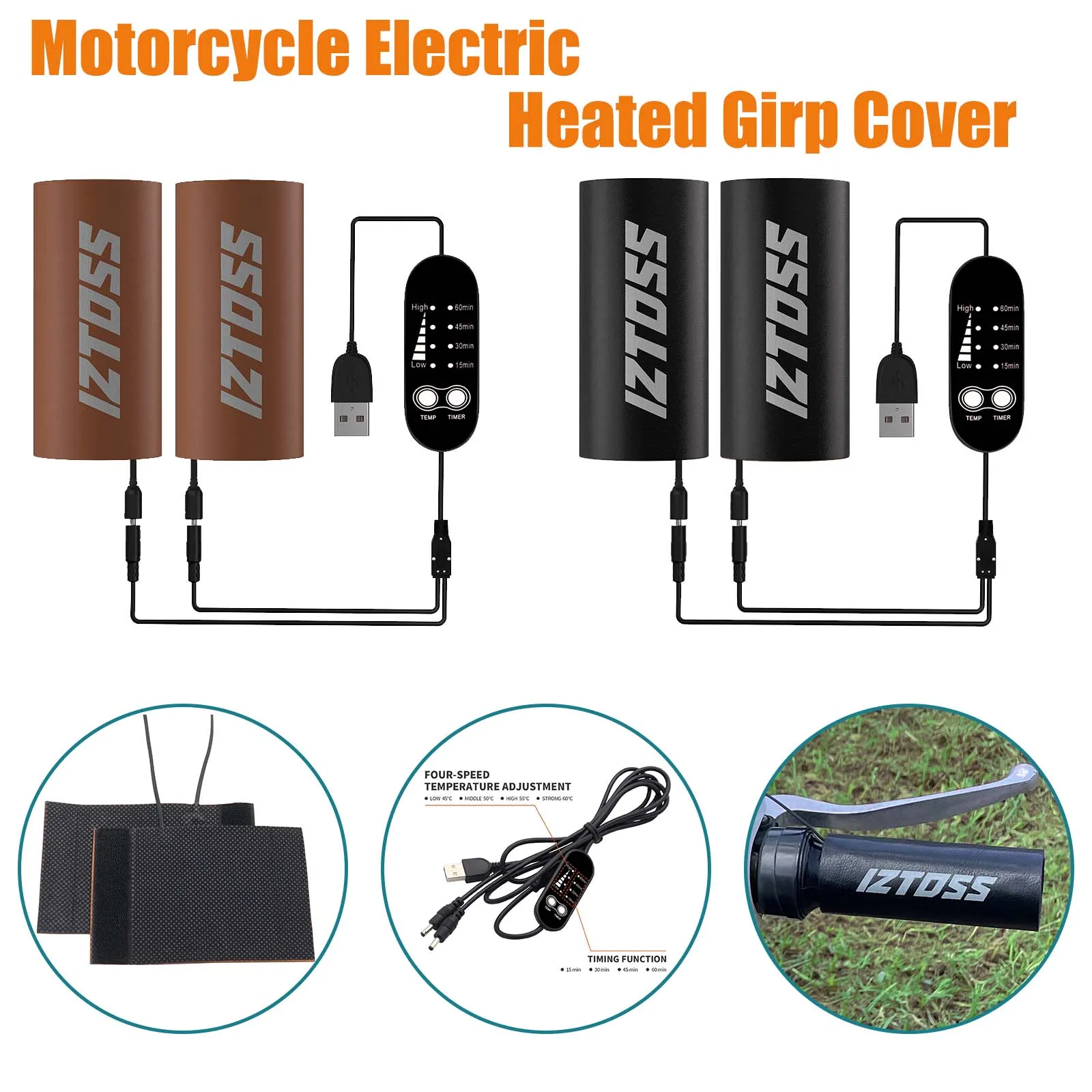 

Graphene Heating Sheet Winter USB Heated Grips Handle bar Heater Warmer Removable For Snow Motorcycle Handle Diameter : 33-35mm