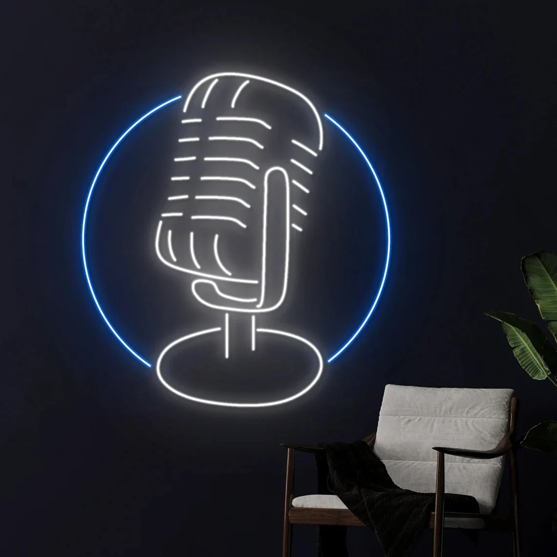 Microphone Neon Sign Record Studio Sign Radio Neon Podcast Neon Sign On Air Room Wall Decor Bar Recorder Music Show Neon Sign