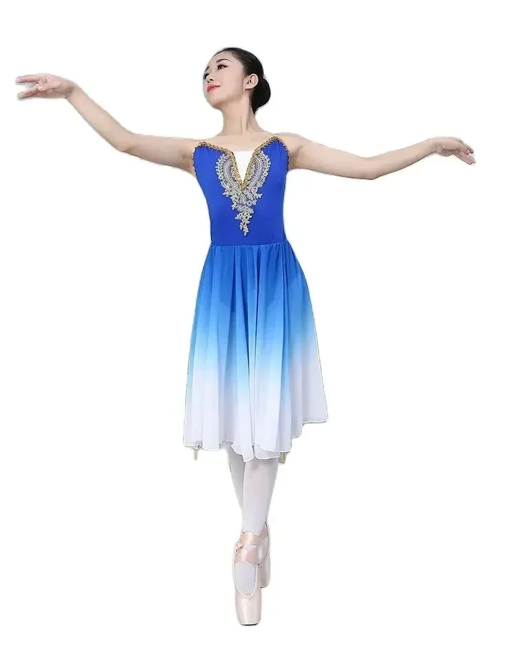 Prestatiekleding voor kinderen Balletrok Oefenkleding Pluizige rok Prestatiekleding voor meisjes Hemelsblauwe prinsessenrok - afbeelding 2