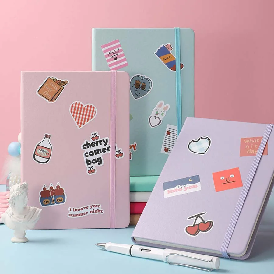 2pc Notebook Leather Office Journal Diary notepad Stationery Student Class lined NoteBook 200pages