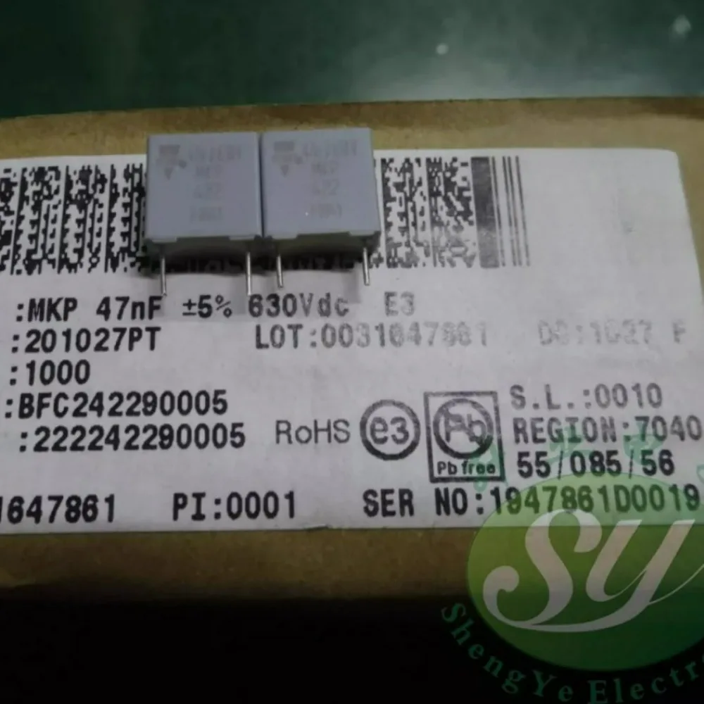 10pcs/lot MKP 0.047uf 630v 47nf 473 J Brand New 7.5mm Film Capacitor 222242290005 (Short Pins)