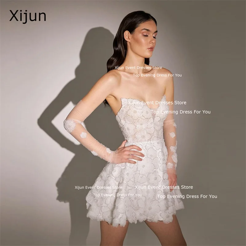 

Xijun Sweetheart Full Lace Short Wedding Dresses Mini 2024 Corset Bridal Gowns Robe de mariage Corset Back Vestidos de noiva