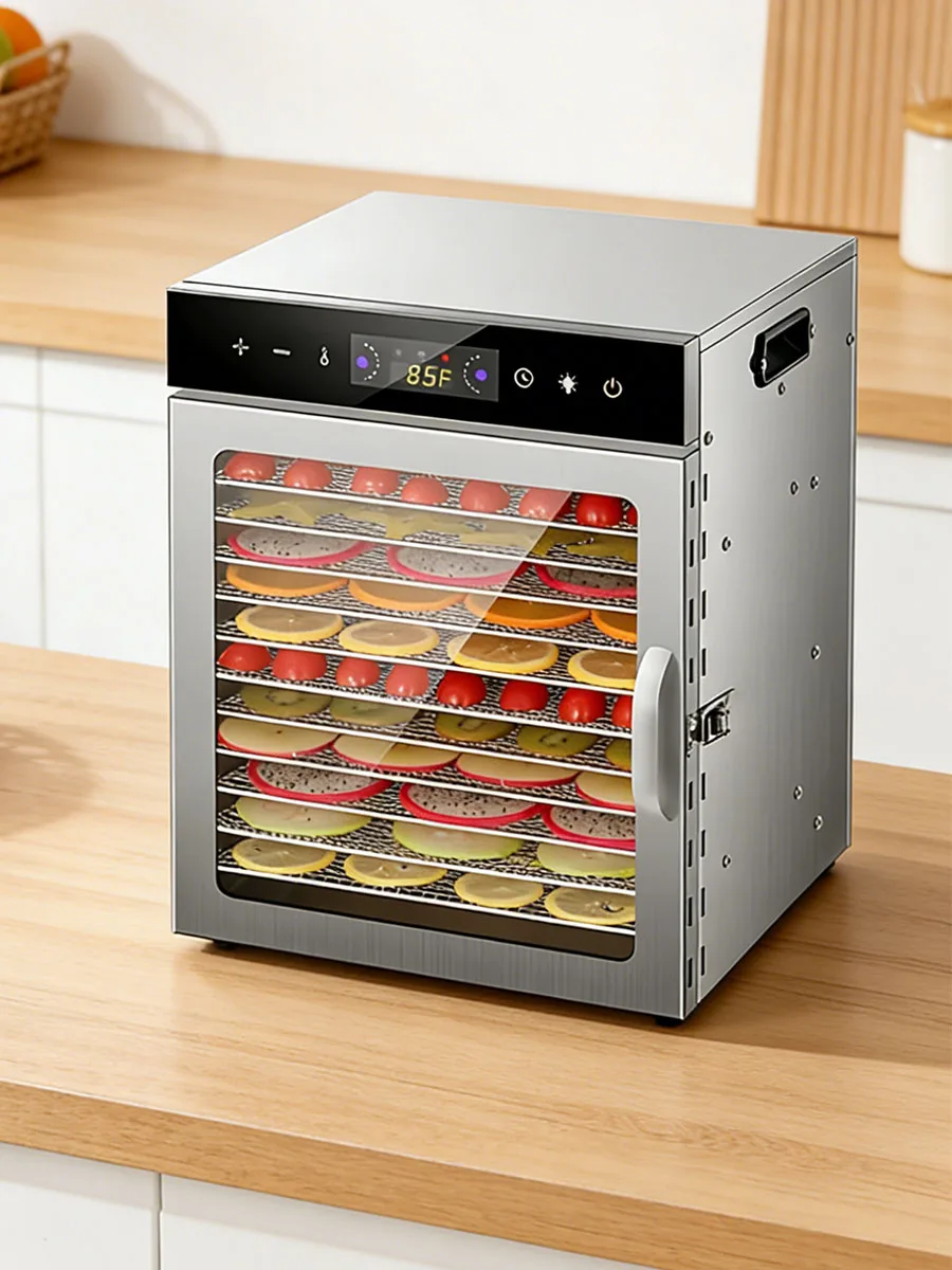 8/12 Bakjes Voedseldehydrator, 400W/800W, met LCD 35-90 ° Temperatuurregeling en 24-uurs timer, dehydrator voor fruit, vlees, groenten - afbeelding 2
