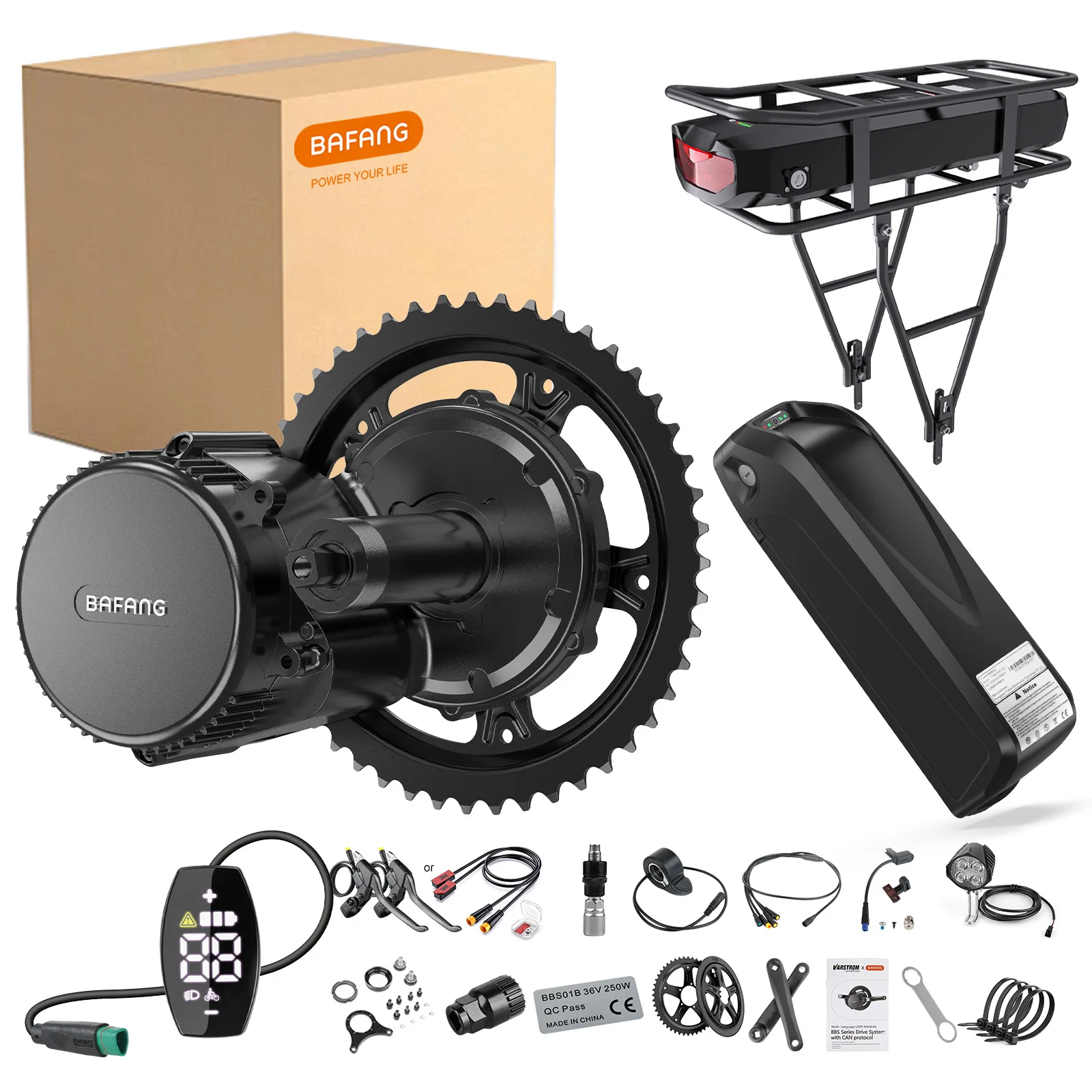 BAFANG Mittelmotor M215 BBS01B BBS01 E-Bike Umrüstsatz 36 V 250 W Motor mit Optionaler Batterie