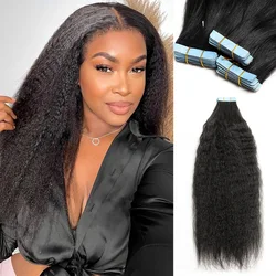 Afro Kinky Straight Tape In Human Hair Extensions Women Natural Black Adhesive Invisible Tape in Brazilian Remy Hair 20pcs/Set