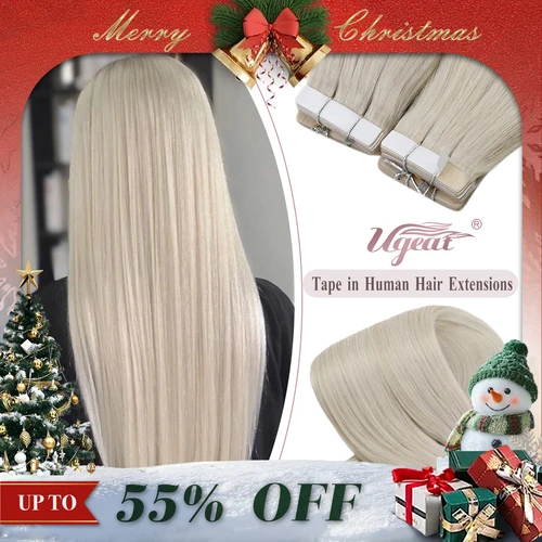 Extensiones de cabello con cinta Ugeat, cabello humano Real Natural brasileño Remy, trama de piel recta sin costuras para mujeres Balayage 20P/40P