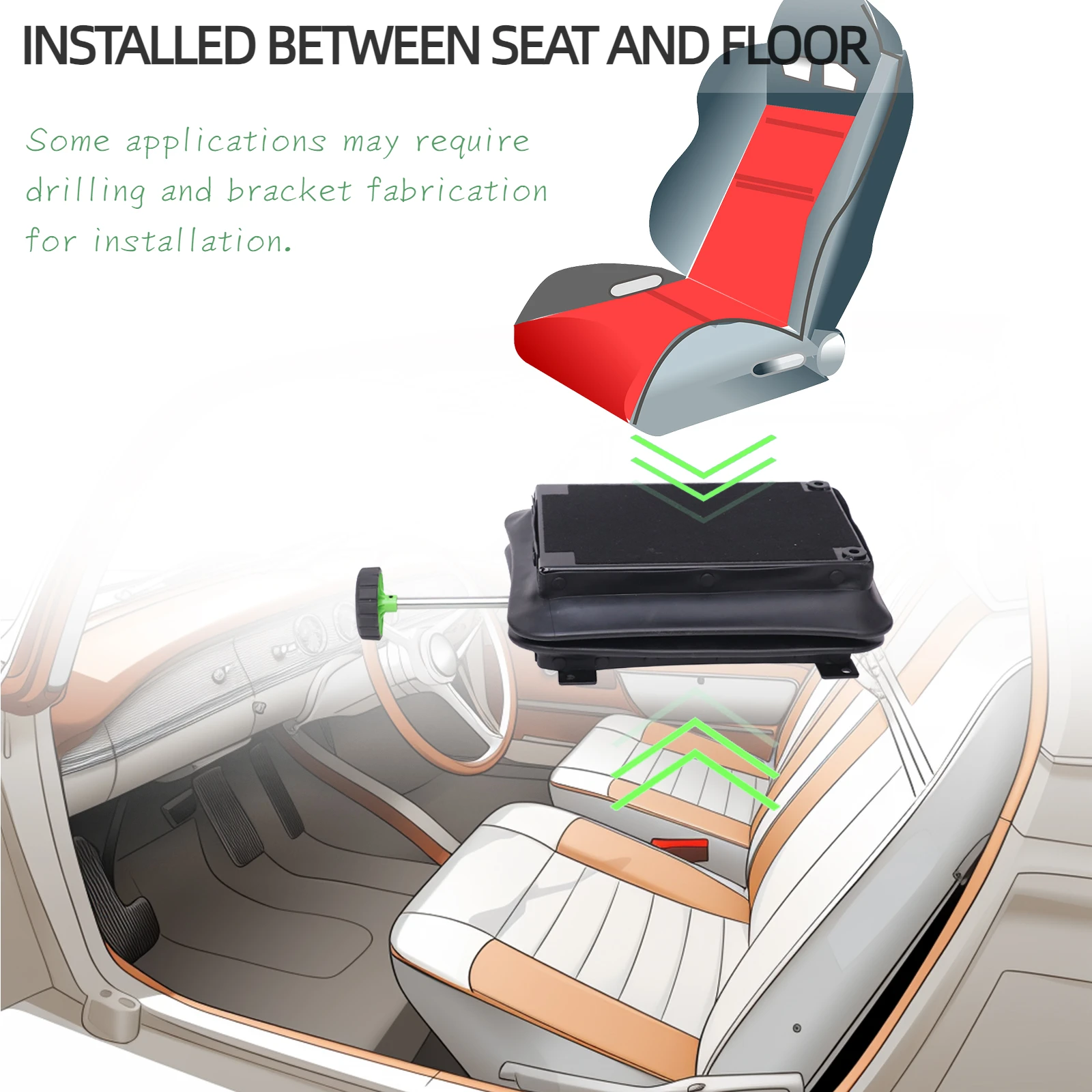 Universal Scissor Type Seat Suspension Rv Tractor Damping Base with Dust Cover & Adjustable Weight Handle, Universal Seat Dampin