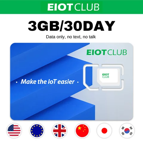 EIOTCLUB -3 GB 30 GIORNI, Europa/USA/Cina/Giappone/Corea del Sud, copertura prepagata della scheda SIM dell'Europa in oltre 40 paesi, 5G/4G LTE, solo dati