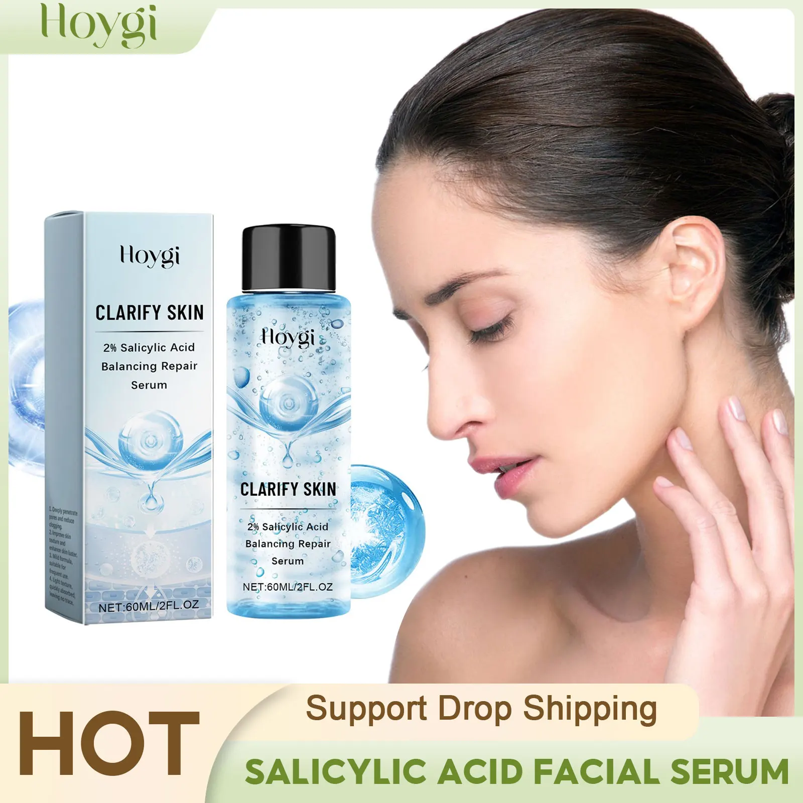 

Salicylic Acid Facial Serum Gentle Shrink Pore Blackhead Removal Hydrating Oil Control Moisturize Water Light Beauty Face Serum