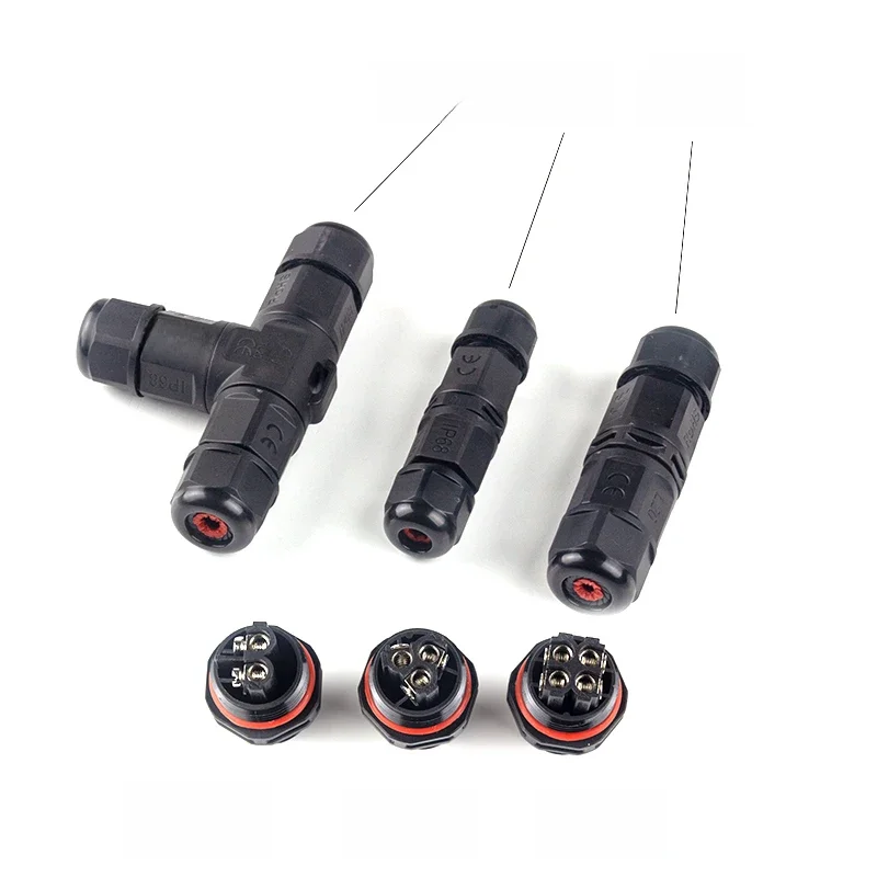 Connecteur étanche IP68 pour fils et câbles, type d'assemblage, connecteur rapide, éclairage LED extérieur, connecteur scellé, 2 broches, 3 broches, 4 broches