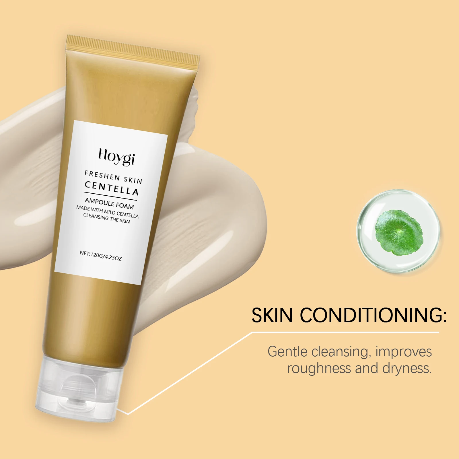 Hoygi Centella منظف الوجه تنظيف لطيف للأوساخ المسام ترطيب لا ضيق منعش تعزيز النعومة منظف للوجه جل