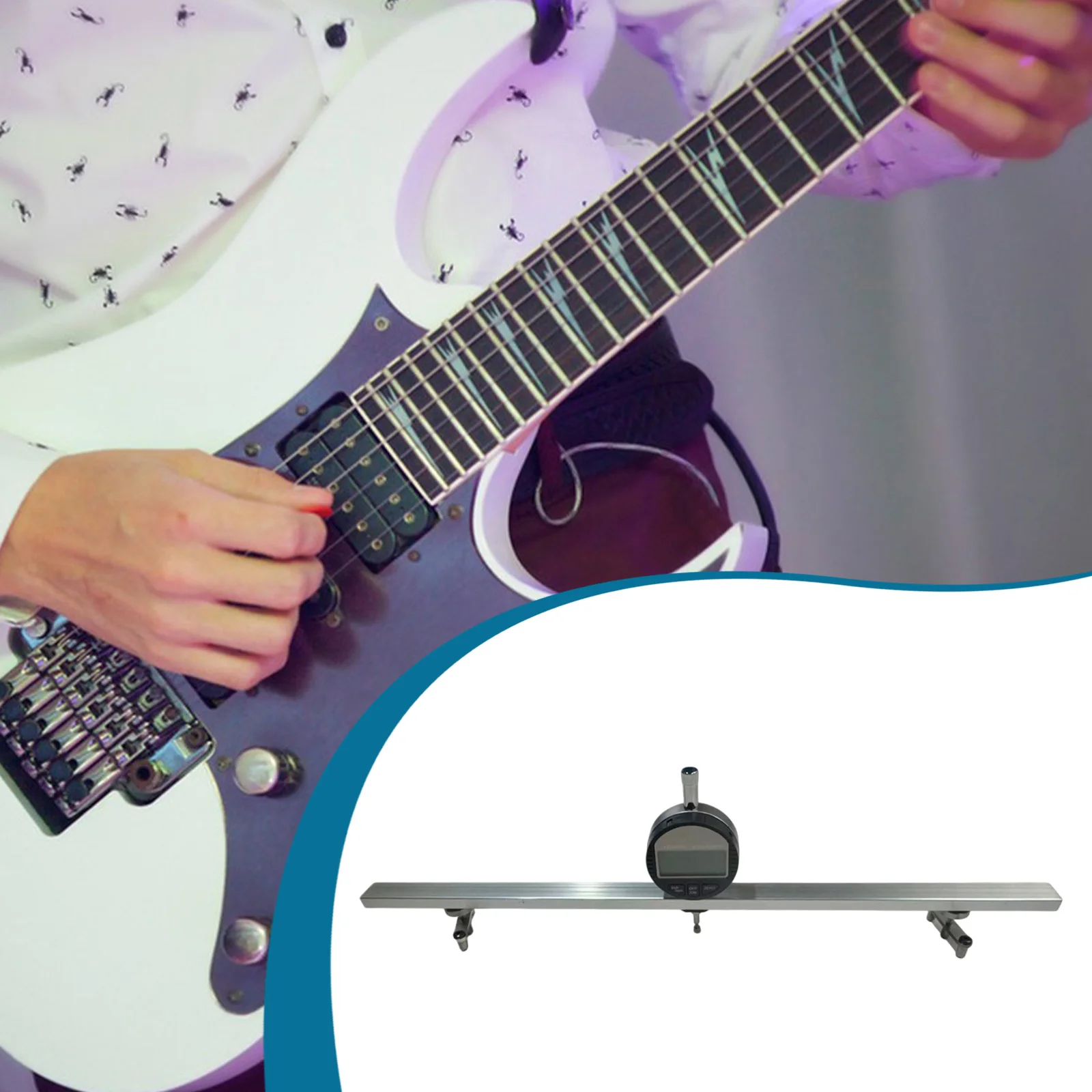 Guitar Neck Relief Gauge Tool Aluminum Alloy 46cm Precision Measuring Ruler for Classical Electric Guitar String Repair Tool