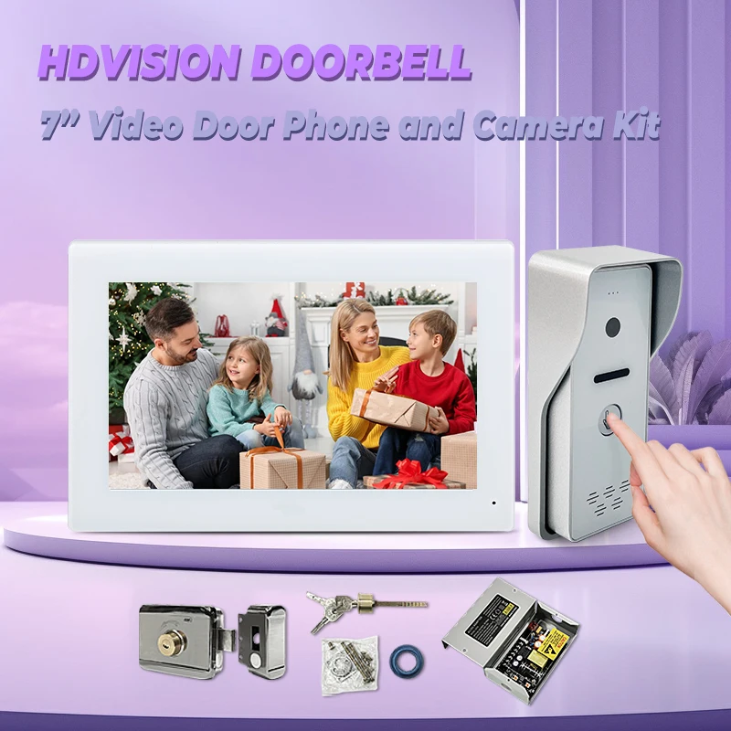 

Factory Price 7 inch HD Color 1080P CMOS IR Night Vision CCTV Camera Video Doorphone Video Doorbell Intercom System