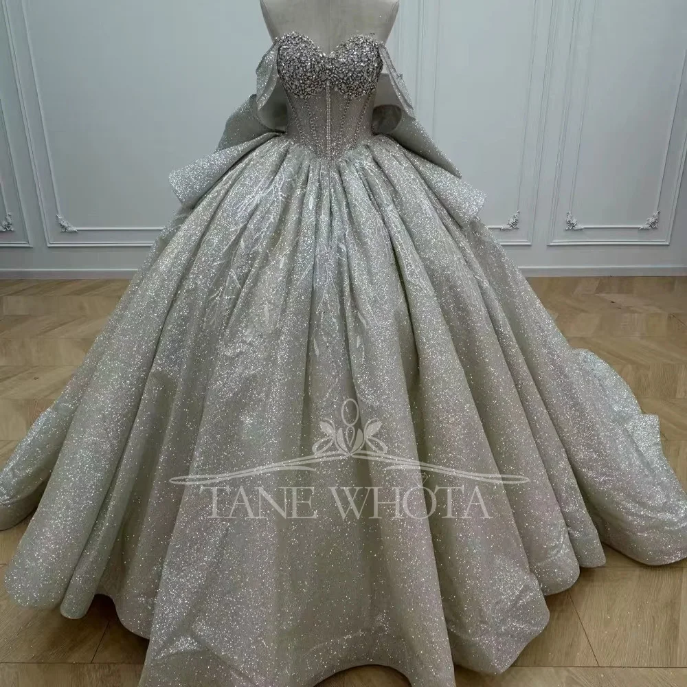 

Vestidos De 15, серебряное бальное платье Quinceanera в форме сердца, вечернее платье с бисером и кристаллами, платье Quinceanera со съемными рукавами
