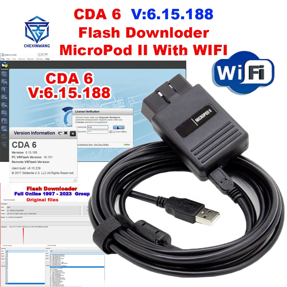 MicroPod 2 CDA6 CDA 6.15.188 Online Flash Downloder For FCA Original Files MicroPod2 Scanner VIN EDITING for DODGE/CHRYSLER/JEEP