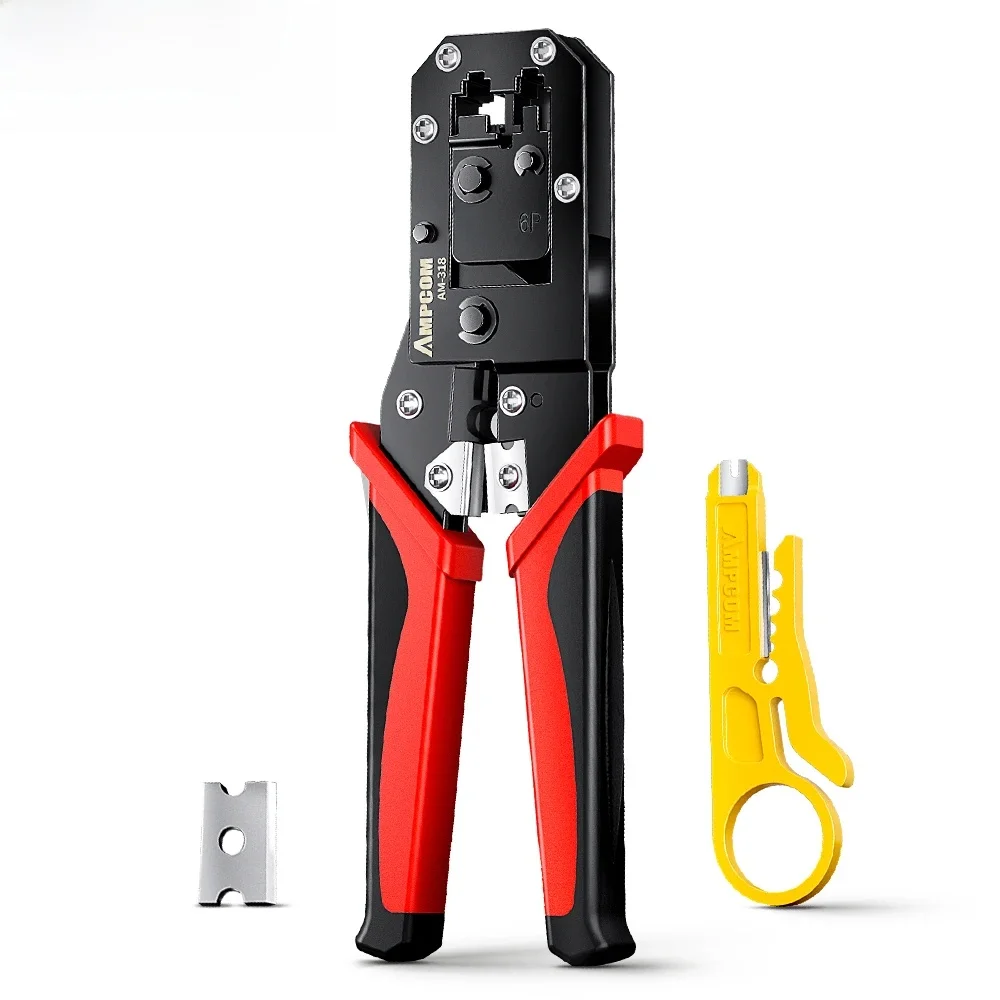 AMPCOM RJ45 Narzędzie do zaciskania kabli sieci Ethernet LAN Szczypce do zaciskania kabli 8P RJ45 6P RJ12 RJ11 do złącza modułowego — zdjęcie 2