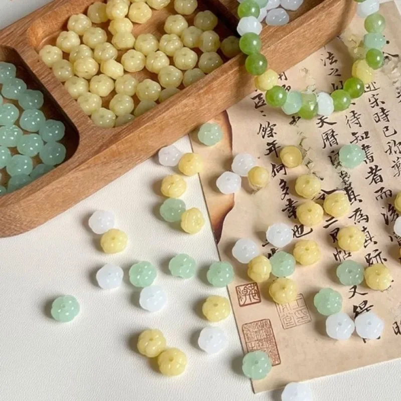 10 sztuk DIY naturalny jadeit agat dynia akcesoria do koralików moda prawdziwa biżuteria kamień szlachetny kamień Amulet luksusowe najlepiej sprzedające się prezenty — zdjęcie 2