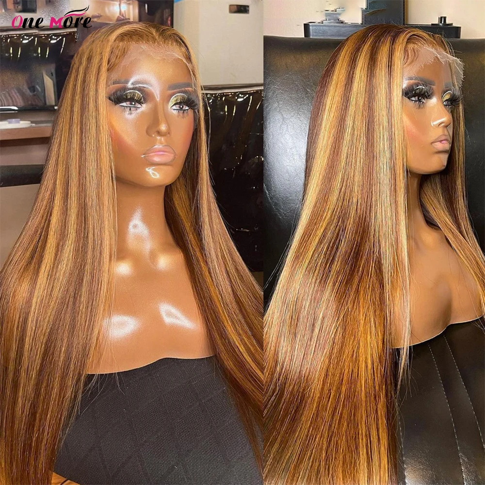 30 32 Inch Highlight Straight Lace Front Wigs Human Hair 13x6 Brown Colored Lace Front Human Hair Wigs 4x4 Lace Closure Wig