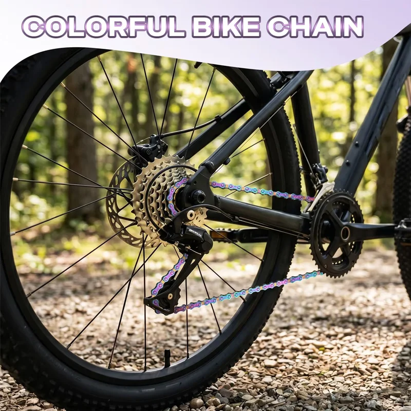 BUCKLOS Titanium Plating Bicycle Chain 8 9 10 11 12 Speed MTB Road Bike Chain with Magic Link Cycling Parts