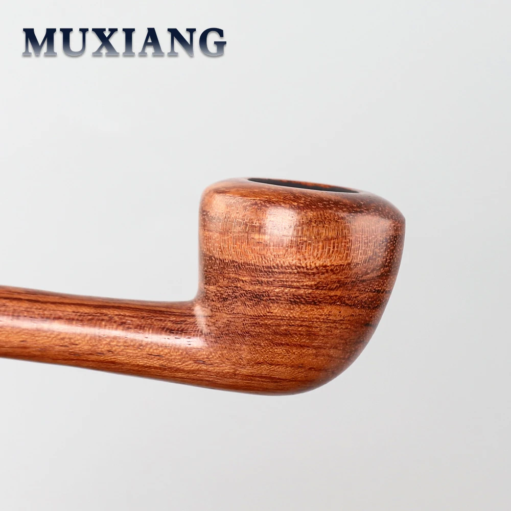 MUXIANG Canadian extended wooden handle pipe rosewood pipe mahogany tobacco pipe 3mm filter long straight handle smoking pipe