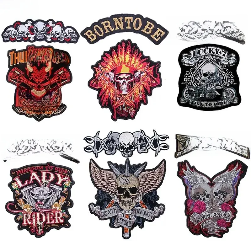 AliExpress pulaqi Motorcycle Bike Embroidered Patches On Clothes Back Large Patches For Jackets Iron On Embroidery Applique Sewing Accessories