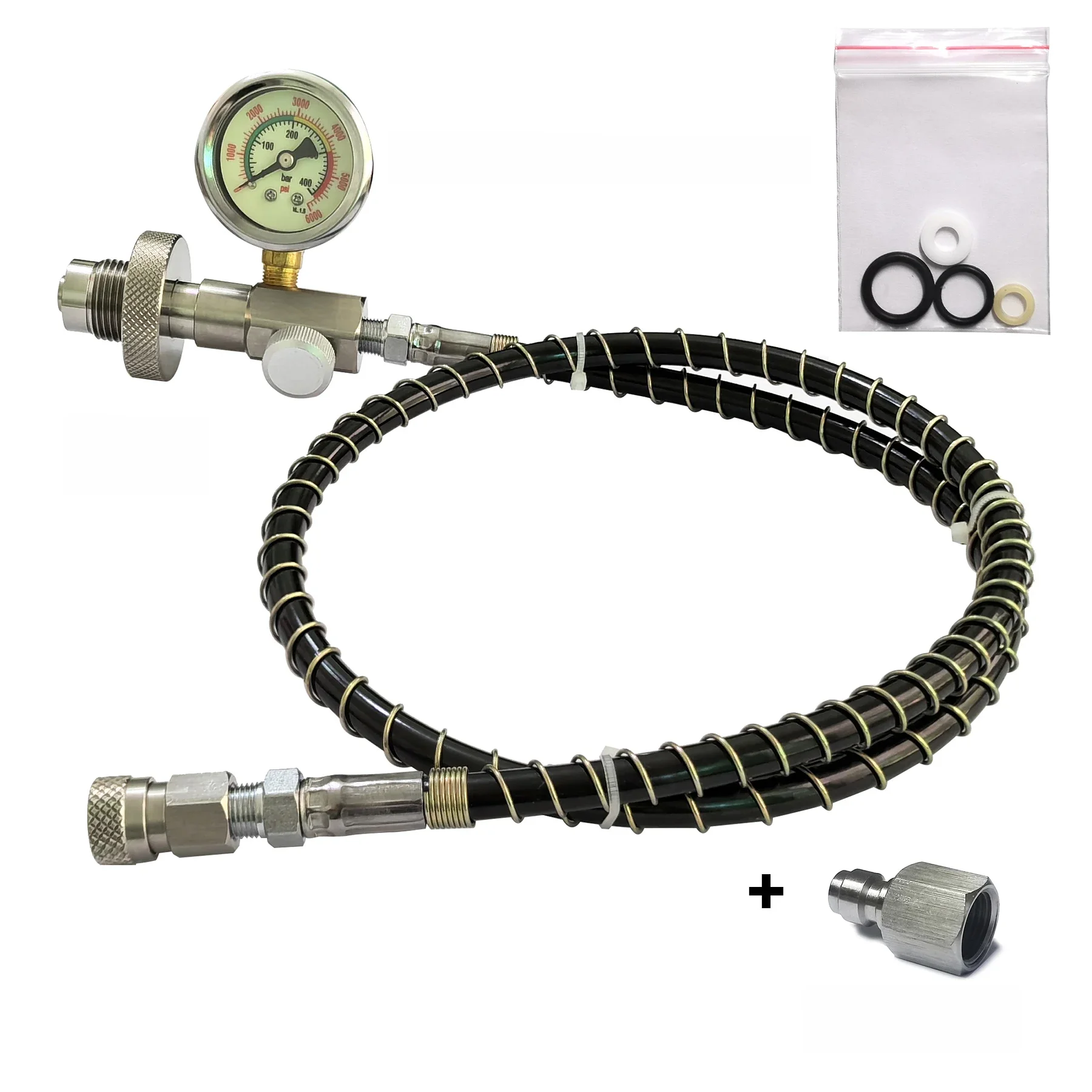 HP vulstation laadadapter DIN-connector HPA duikslang 6000 psi / 400 bar meter met grote tank naar kleine flessen - afbeelding 2