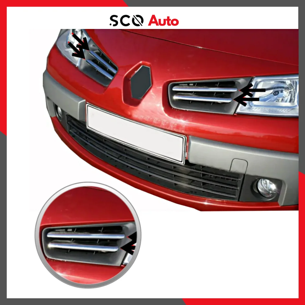 for Megane 2 Facelift Chrome Grille Trim Exterior Accessory for Megane MK2 Stainless Steel 4 Pcs Modification 2006-2010