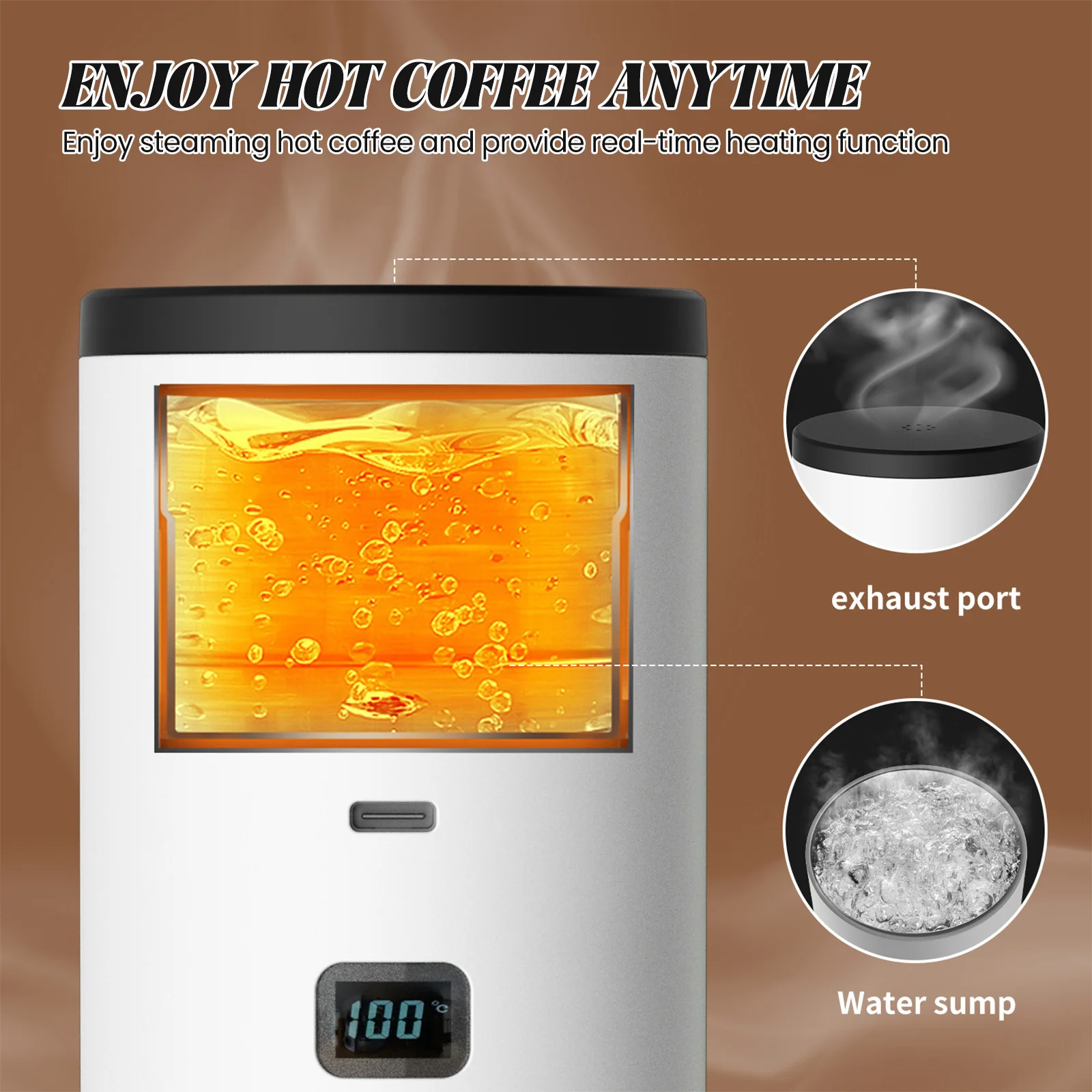 Portable 3-in-1 Electric Coffee Maker, 20Bar USB Rechargeable Espresso Machine, Fast Heating, Suitable for Travel/Car/Home Use